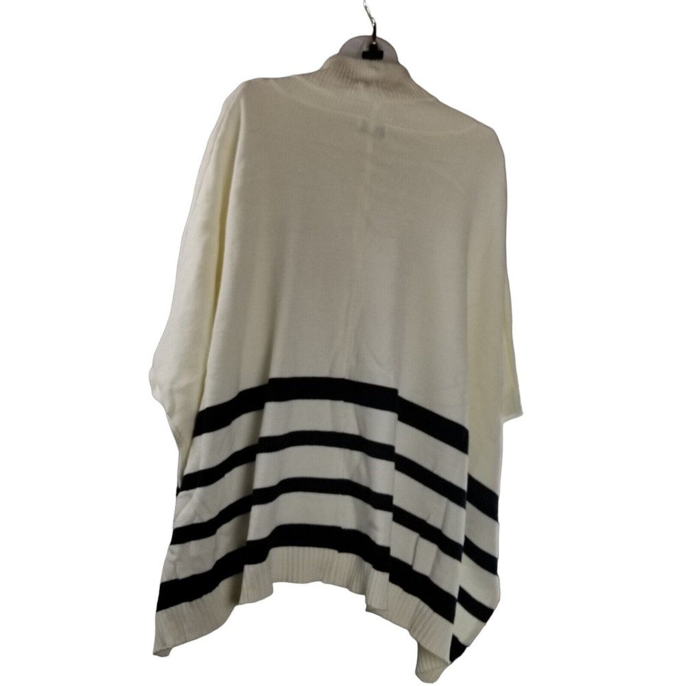 Jaclyn Smith Cowl Neck Cafton Poncho Sweater Womens White & Black Size S / M - Picture 6 of 15